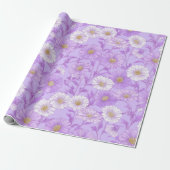 Delicate Lilac Daisy Cream Floral Pattern ラッピングペーパー (アンロールド)