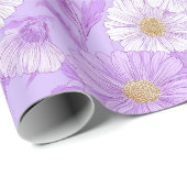 Delicate Lilac Daisy Cream Floral Pattern ラッピングペーパー (ロールコーナー)