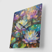 Delicate Lotus Flowers Blossoming in the Snow スクエア壁時計 (傾斜)