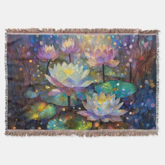 Delicate Lotus Flowers Blossoming in the Snow スローブランケット (正面)