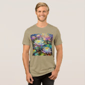 Delicate Lotus Flowers Blossoming in the Snow トライブレンドＴシャツ (正面全面)