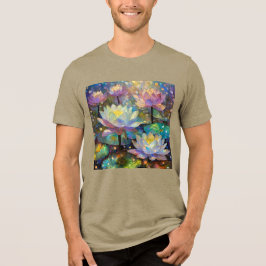 Delicate Lotus Flowers Blossoming in the Snow トライブレンドＴシャツ