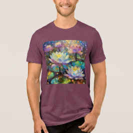 Delicate Lotus Flowers Blossoming in the Snow トライブレンドＴシャツ