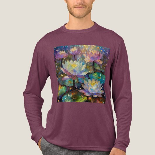Delicate Lotus Flowers Blossoming in the Snow トライブレンドＴシャツ (正面)