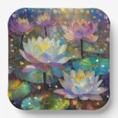 Delicate Lotus Flowers Blossoming in the Snow ペーパープレート (正面)