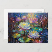 Delicate Lotus Flowers Blossoming in the Snow ポストカード (正面/裏面)