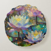 Delicate Lotus Flowers Blossoming in the Snow ラウンドクッション (裏面)