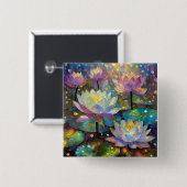 Delicate Lotus Flowers Blossoming in the Snow 缶バッジ (正面&裏面)