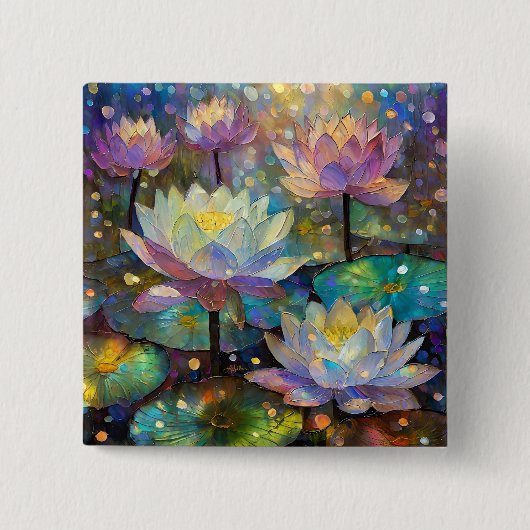 Delicate Lotus Flowers Blossoming in the Snow 缶バッジ (正面)