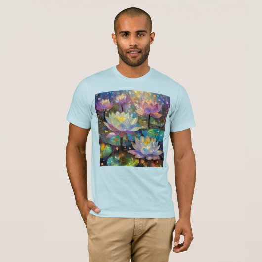 Delicate Lotus Flowers Blossoming in the Snow Tシャツ (正面フル)