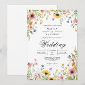 Delicate Meadow Floral Whimsy Wedding 招待状 (正面/裏面)