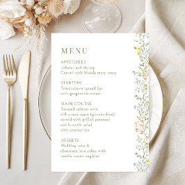 Delicate Meadow Wild Flower Wedding Menu Cards エンクロージャーカード