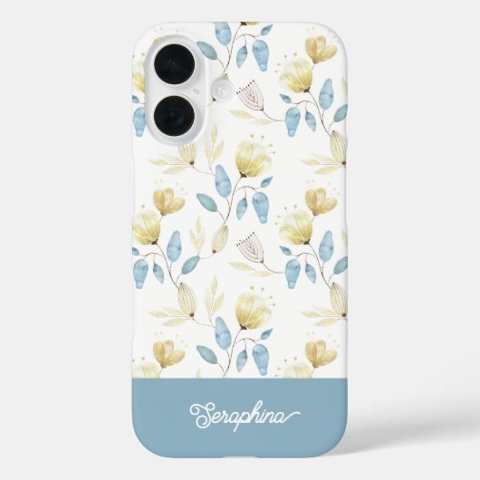 Delicate Modern Floral Pattern With Your Name Case-Mate iPhoneケース (裏面)