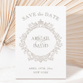 Delicate Neutral Crest Wedding Save The Date セーブザデート
