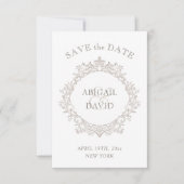 Delicate Neutral Crest Wedding Save The Date セーブザデート (正面)
