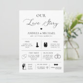 Delicate Our Love Story Infographic Photo Wedding 招待状 (スタンド正面)