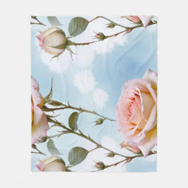 Delicate Pastel Colored Roses On A Gradient Sky フリースブランケット