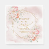 Delicate pastel pink floral baby shower cocktail  スタンダードランチョンナプキン (正面)