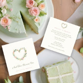 Delicate Pastel Pink Romantic Heart-Shape Wreath 招待状