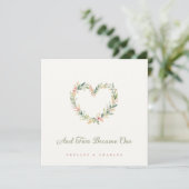 Delicate Pastel Pink Romantic Heart-Shape Wreath 招待状 (スタンド正面)