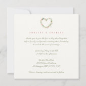 Delicate Pastel Pink Romantic Heart-Shape Wreath 招待状 (裏面)
