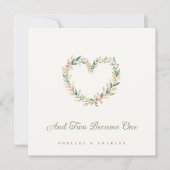 Delicate Pastel Pink Romantic Heart-Shape Wreath 招待状 (正面)