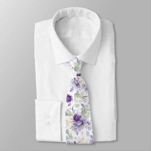 Delicate Pastel Purple Floral Wedding Neck Tie ネクタイ (タイ)