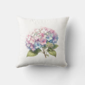 Delicate Pastel Watercolor Hydrangeas Throw Pillow クッション (裏面)