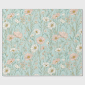 Delicate Pastel Wildflower Mint Floral Pattern ラッピングペーパー (フラット)