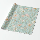 Delicate Pastel Wildflower Mint Floral Pattern ラッピングペーパー (アンロールド)
