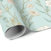 Delicate Pastel Wildflower Mint Floral Pattern ラッピングペーパー (ロールコーナー)