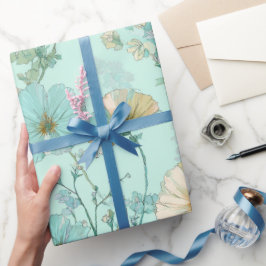 Delicate Pastel Wildflower Mint Floral Pattern ラッピングペーパー