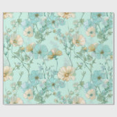 Delicate Pastel Wildflower Mint Floral Pattern ラッピングペーパー (フラット)