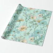 Delicate Pastel Wildflower Mint Floral Pattern ラッピングペーパー (アンロールド)
