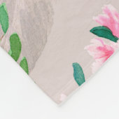 Delicate pattern with rhododendron flowers and fea フリースブランケット (角)