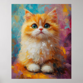 Delicate Persian Kitten — Cute Pastel Art Print ポスター