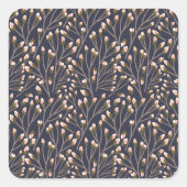 Delicate Pink Buds on Brown Branches スクエアシール (正面)