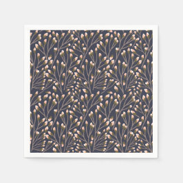 Delicate Pink Buds on Brown Branches スタンダードカクテルナプキン