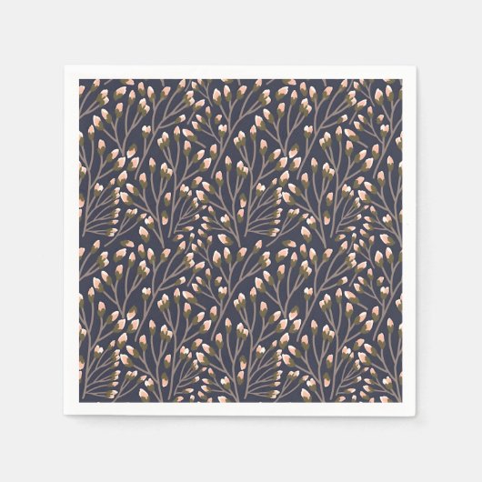 Delicate Pink Buds on Brown Branches スタンダードカクテルナプキン (正面)