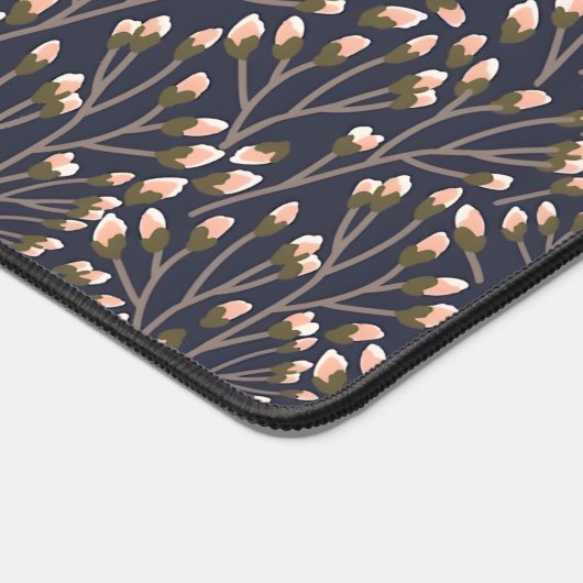 Delicate Pink Buds on Brown Branches デスクマット (コーナー)