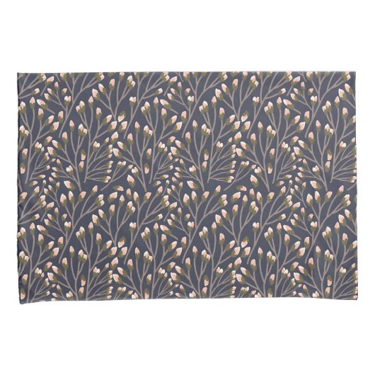 Delicate Pink Buds on Brown Branches 枕カバー (正面右)