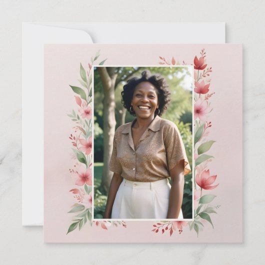 Delicate Pink Cherish Botanical Wildflower Funeral 招待状 (裏面)