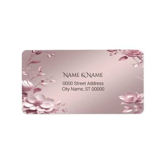 Delicate Pink Floral Address Label ラベル (正面)