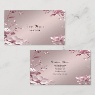 Delicate Pink Floral Business Card 名刺