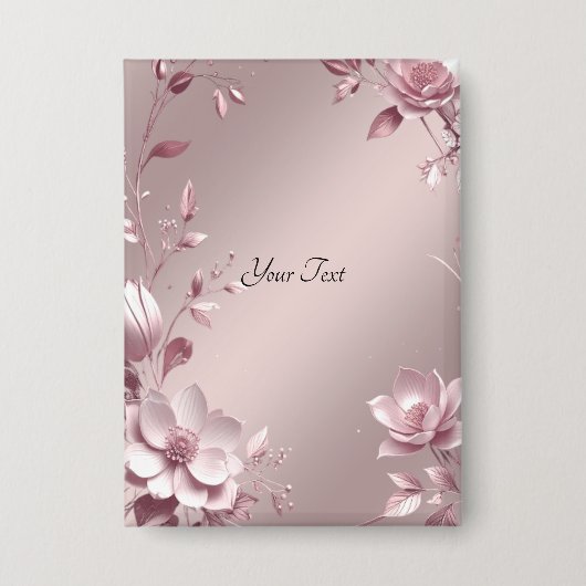 Delicate Pink Floral Button 缶バッジ (正面)