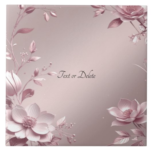Delicate Pink Floral Ceramic Tile タイル (正面)