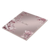 Delicate Pink Floral Ceramic Tile タイル (側面)