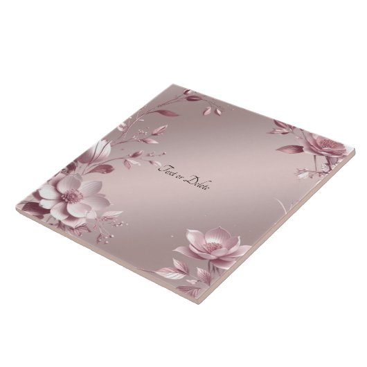 Delicate Pink Floral Ceramic Tile タイル (側面)