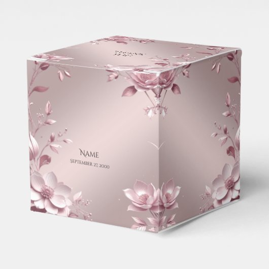 Delicate Pink Floral Favor Box フェイバーボックス (正面サイド)