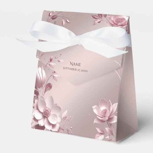Delicate Pink Floral Favor Box フェイバーボックス (正面サイド)